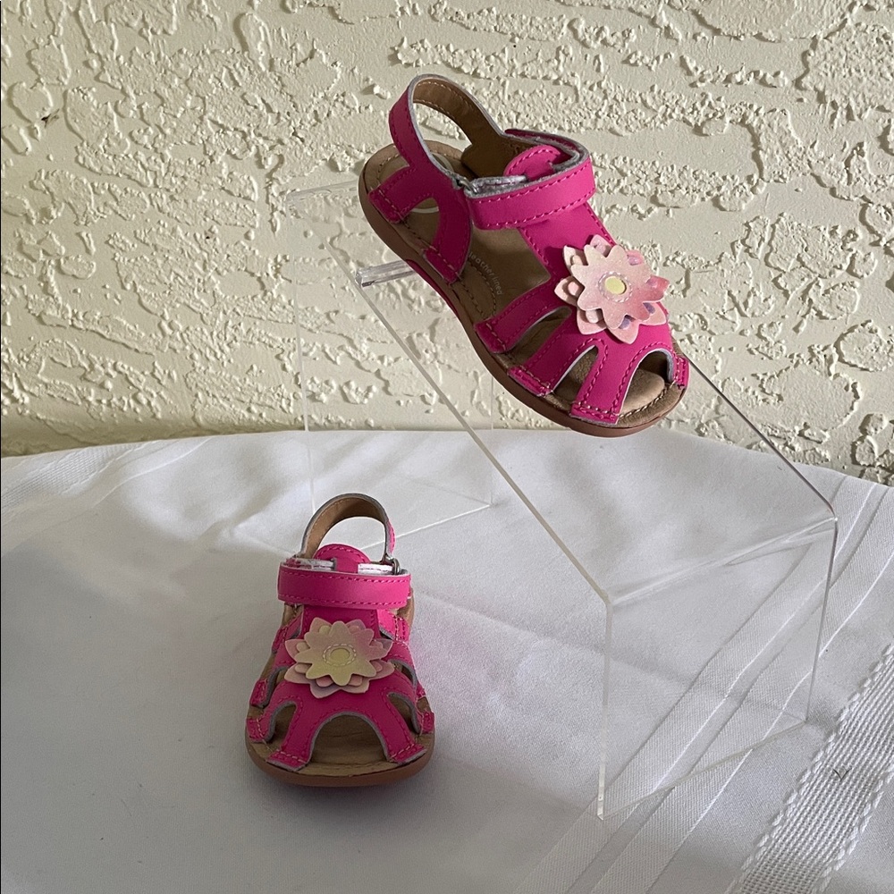 Stride Rite Toddler Girl Sandals 7MSRT Lottie Magenta Pink Flower Memory Foam